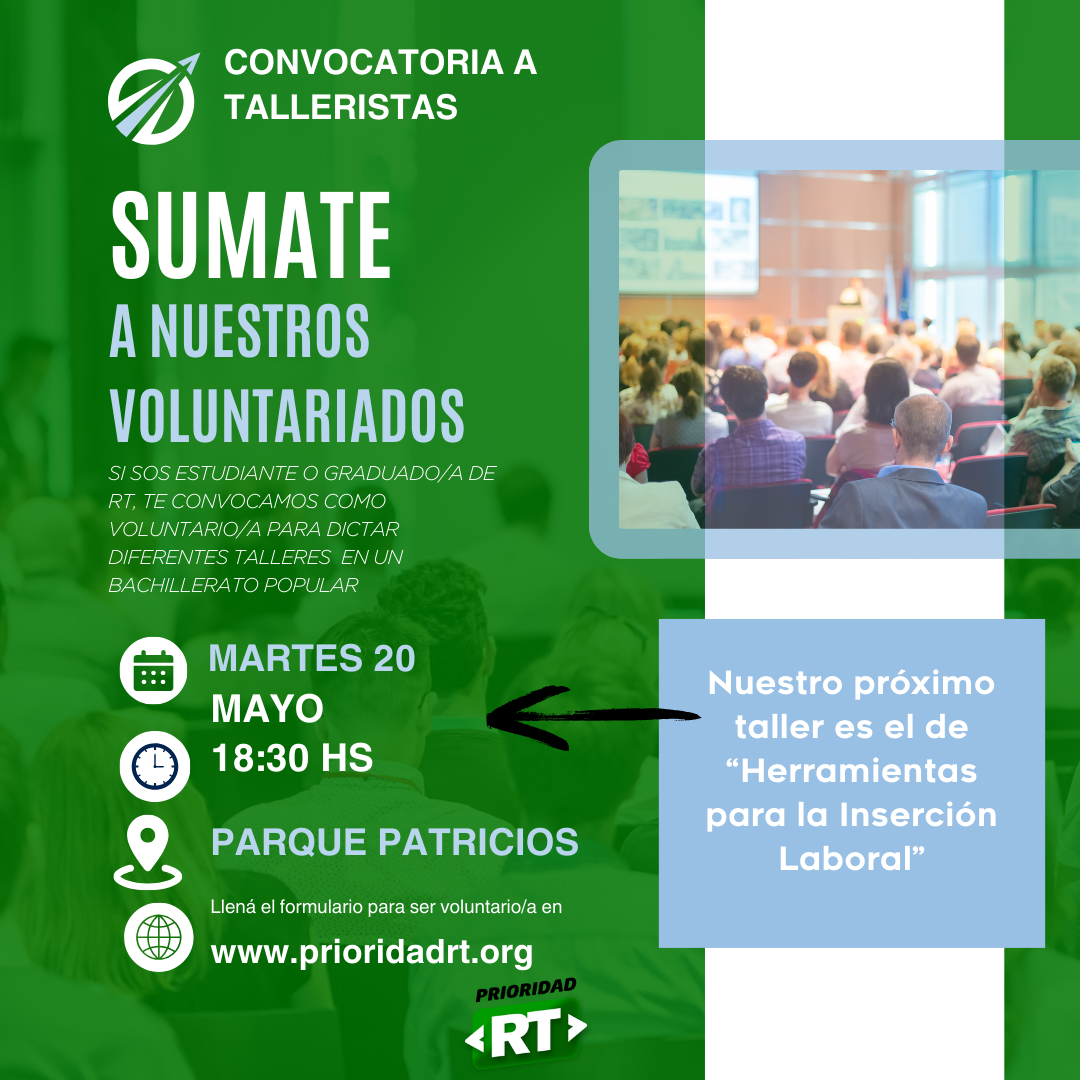 Convocatoria de voluntarios/as para dictar talleres en Parque Patricios