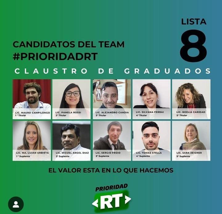 CANDIDATOS DEL TEAM #PrioridadRT Claustro de Graduados 🎓