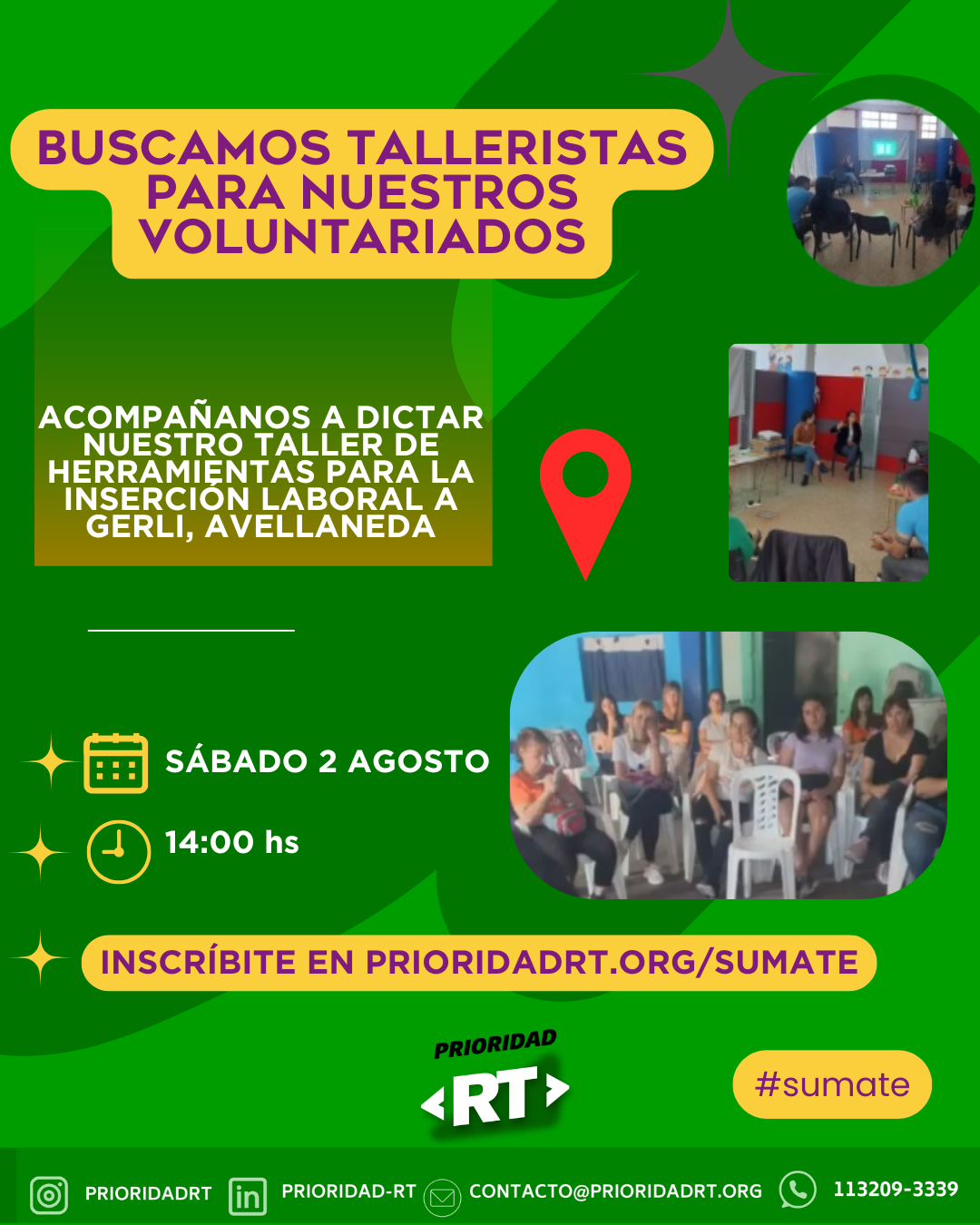 BUSCAMOS TALLERISTAS PARA NUESTRO VOLUNTARIADO